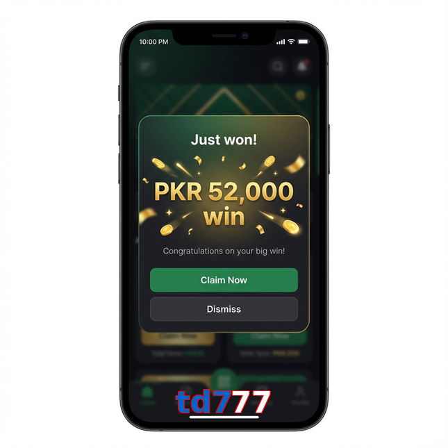 Main screen of Td777 win page for PK players